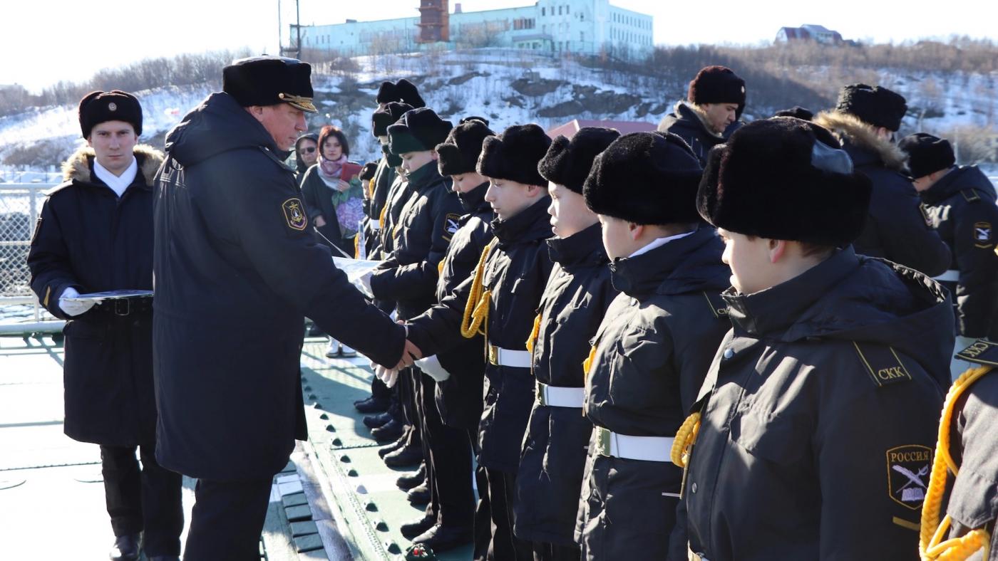 Церемония посвящения в кадеты прошла на большом противолодочном корабле &quot;Адмирал Левченко&quot;