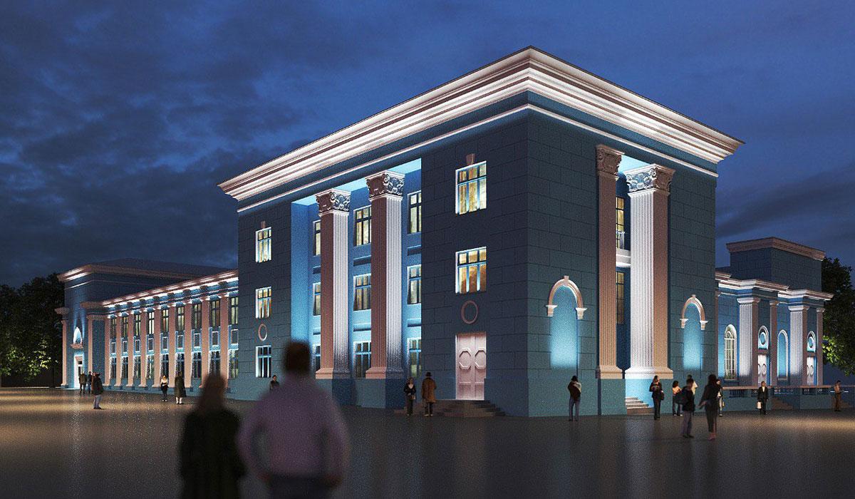 В Мурманске продолжается капремонт фасада Дома культуры моряков
