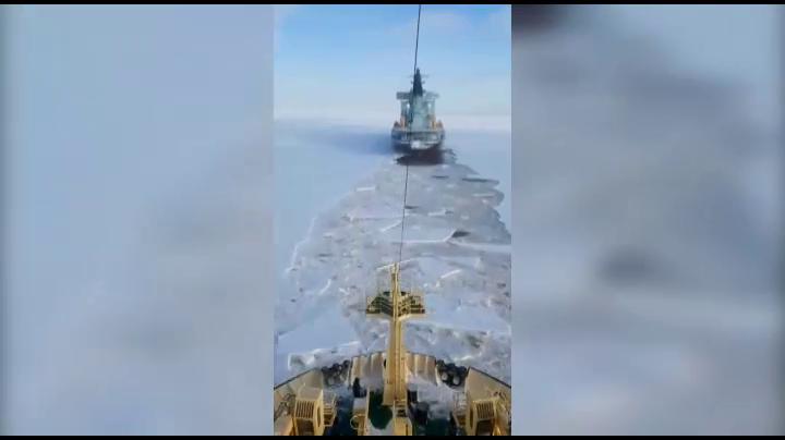 Стыковка атомных ледоколов &quot;Таймыр&quot; и &quot;Арктика&quot; попала на видео