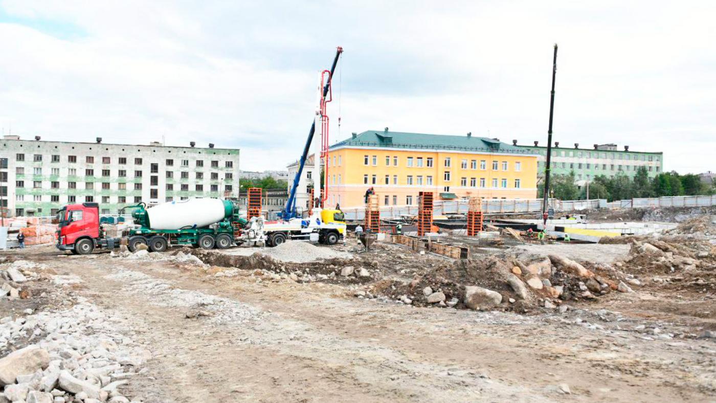Строительство новой школы на улице Советской в Мурманске идет по графику