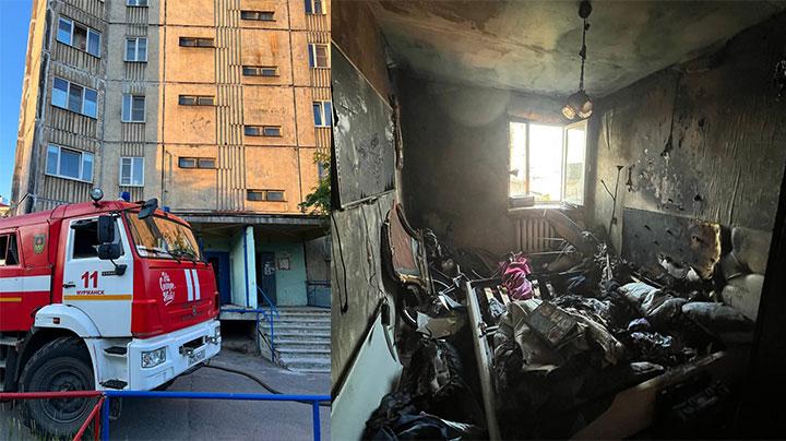 Двух человек спасли из горящей квартиры на Сафонова в Мурманске