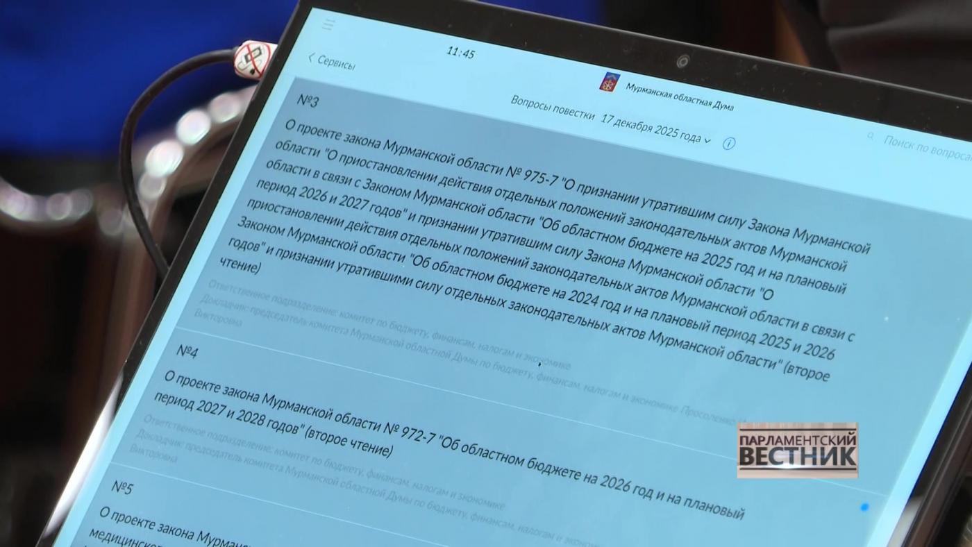 "Парламентский вестник" от 21 декабря 2025 года